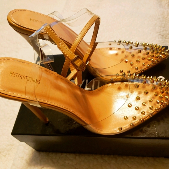 Never Worn Clear Nude Gold Studded - Picture 2 of 5